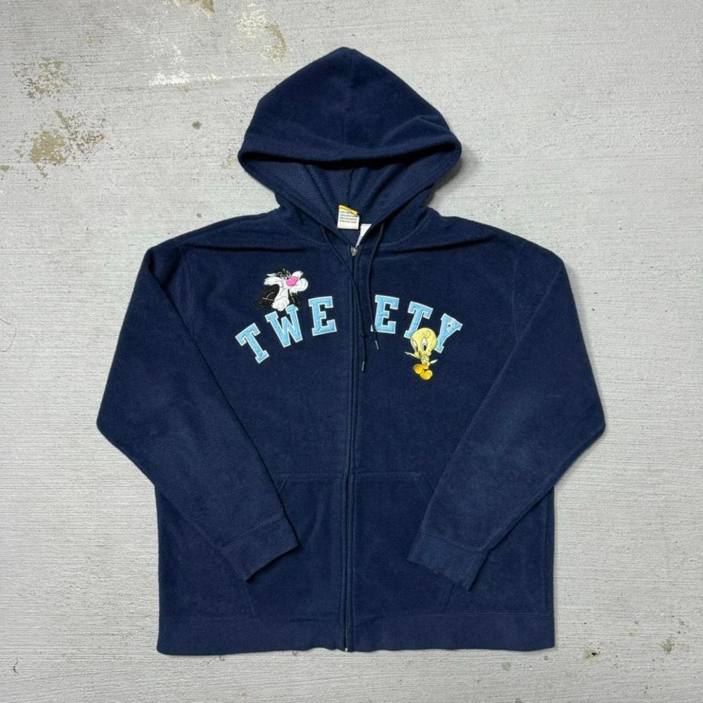 Y2k Looney Tunes‎ Tweety Bird Fleece Zipup Hoodie Size XXL